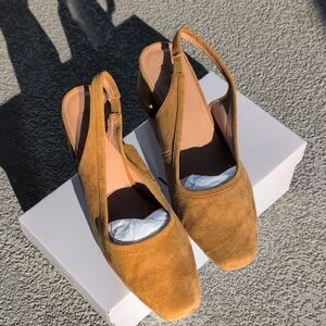 J. Jill Suede Cognac Slingback Block Heels, size 11